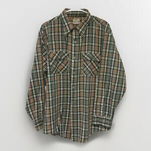 Vtg 70s Big Mac Plaid Work Shirt XL JCPenney Permanent Press Poly Cotton